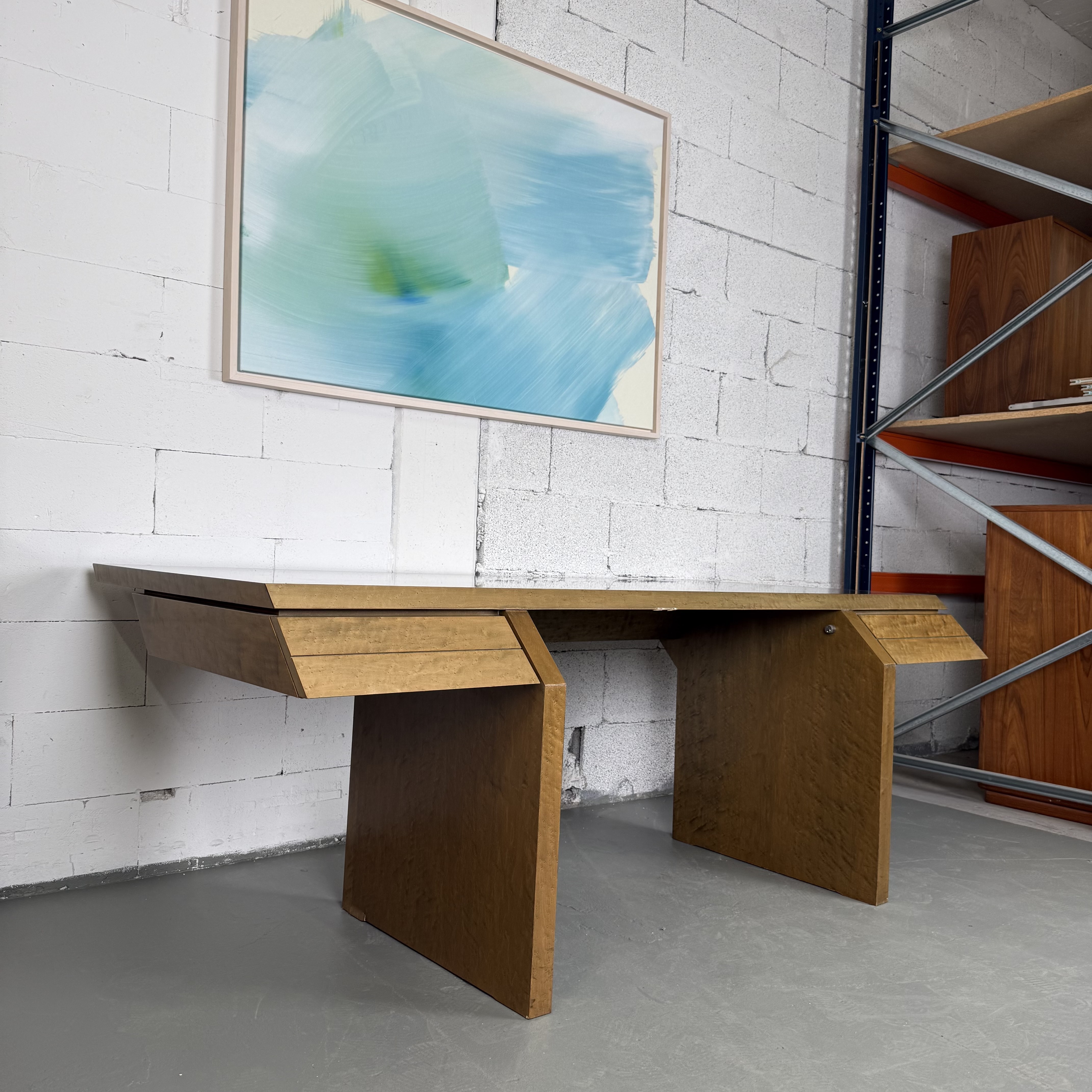 Seltener Architektenschreibtisch aus Wurzelfurnier