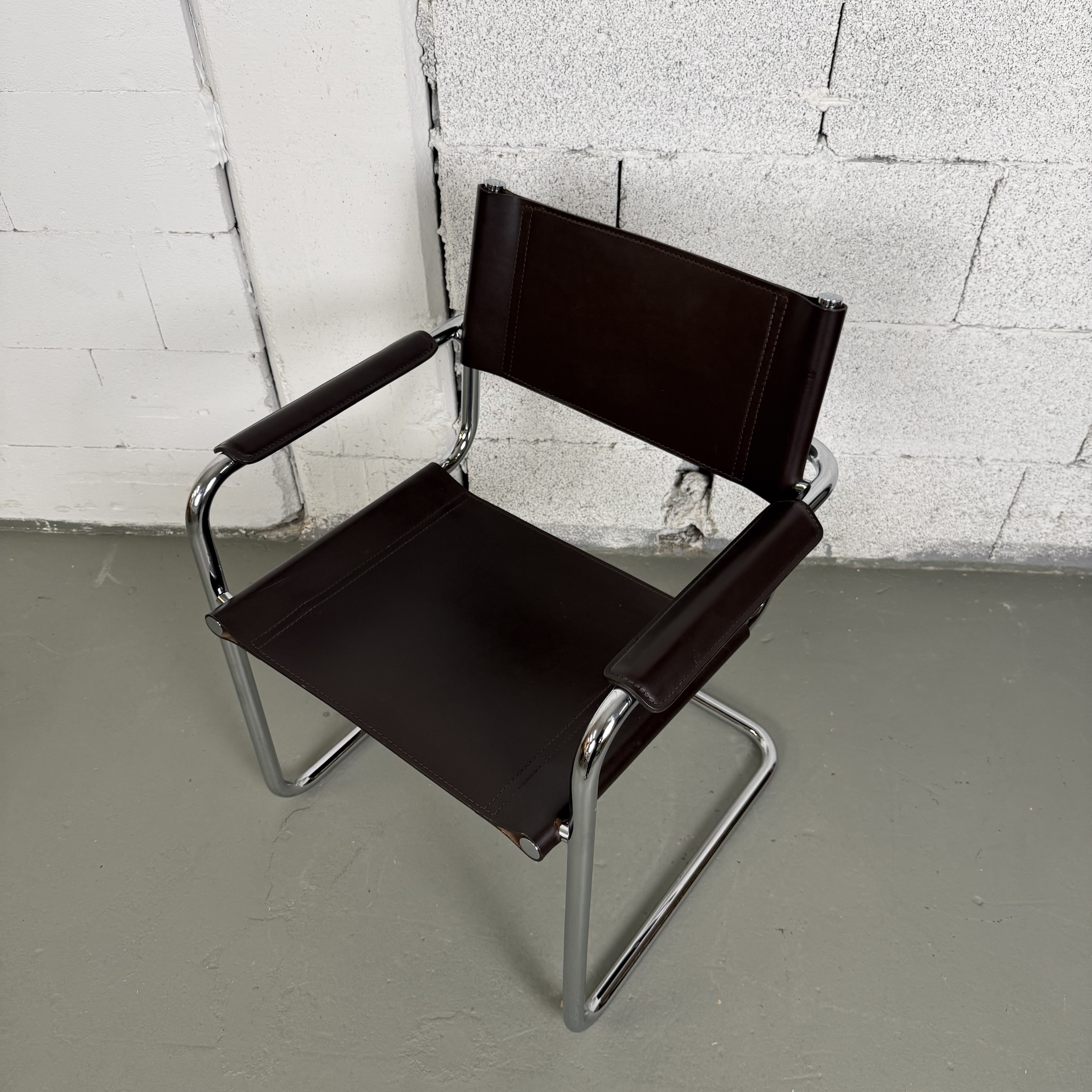 Mart Stam S33 Freischwinger Stuhl aus Leder