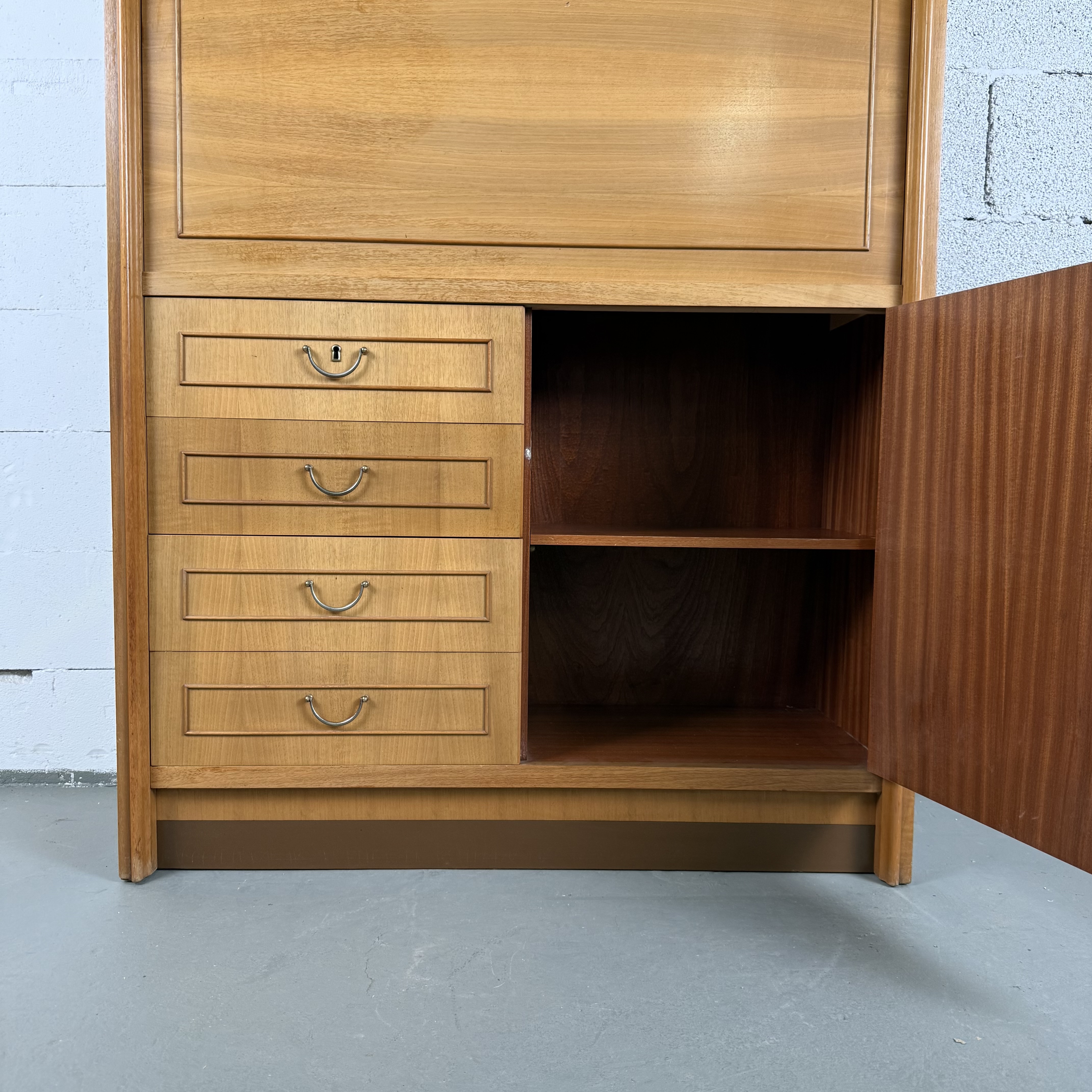 Vintage Sekretär aus Holz mit Vitrine