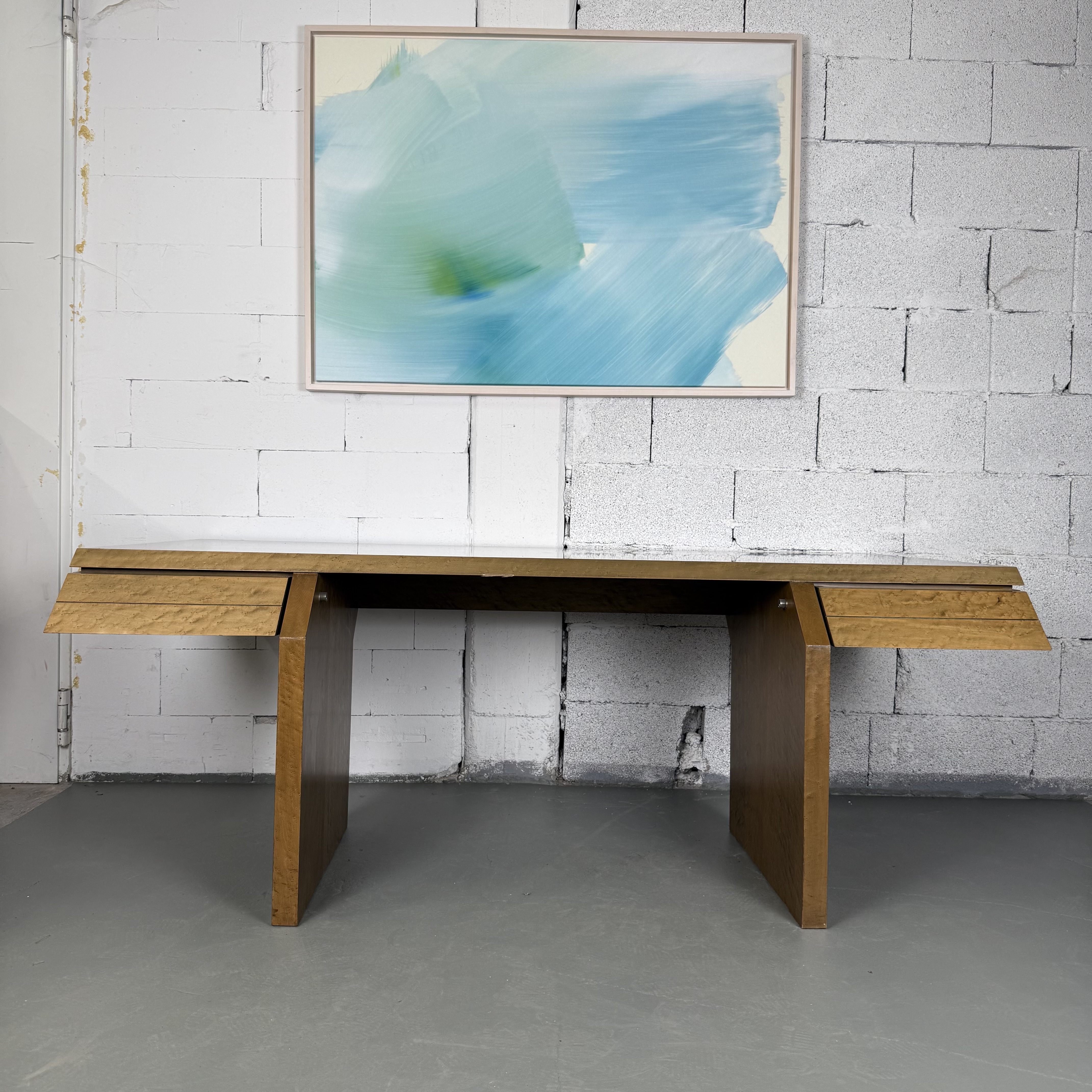 Seltener Architektenschreibtisch aus Wurzelfurnier