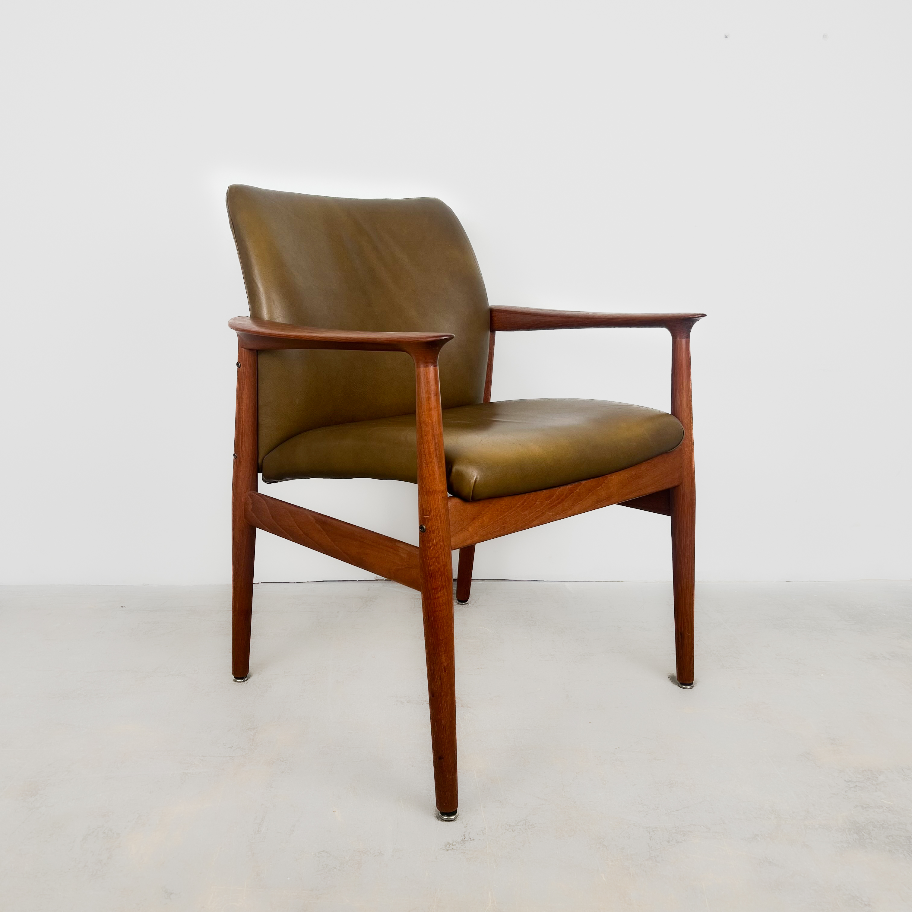Dänischer Stuhl aus Teak & Leder von Grete Jalk für Glostrup Möbelfabik