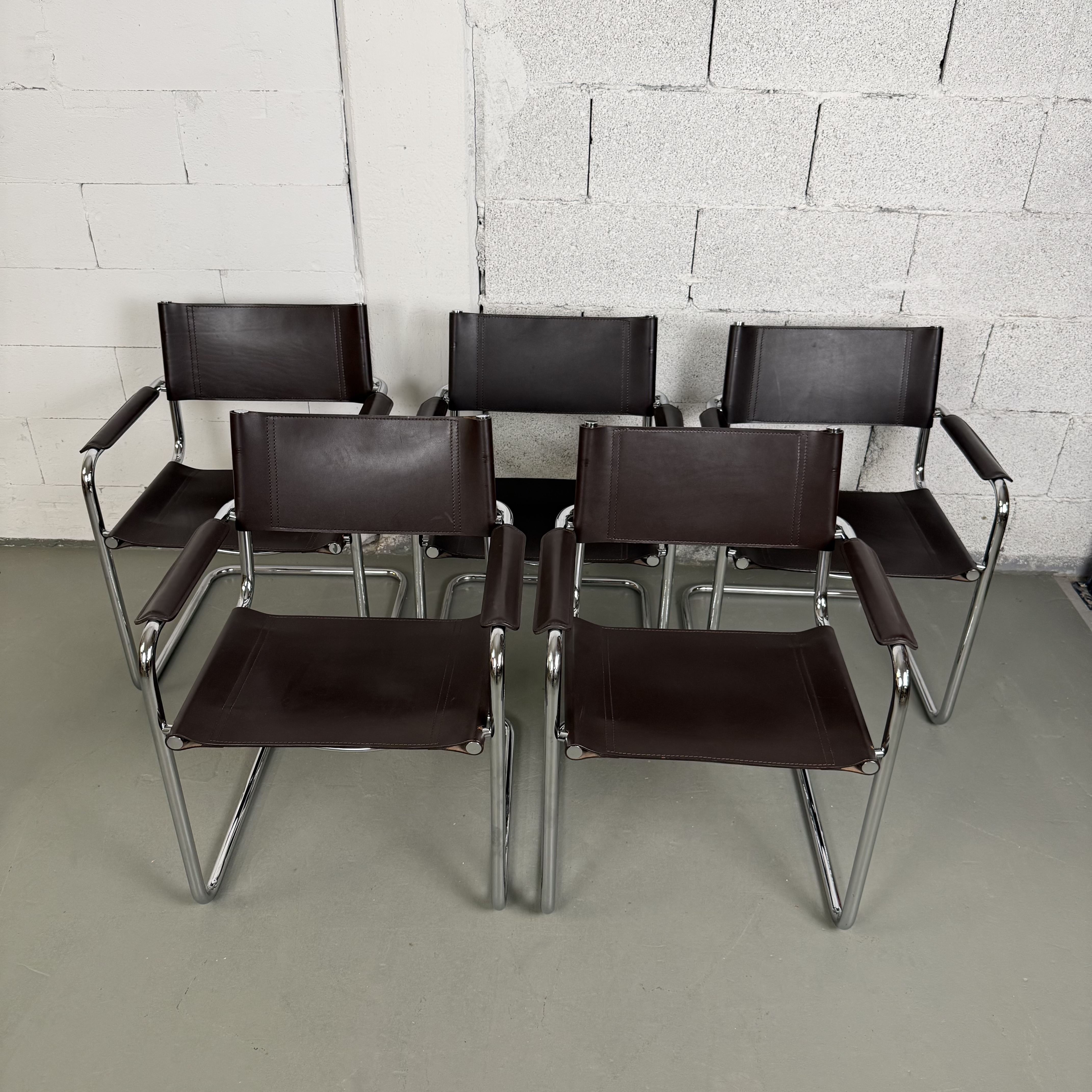 Mart Stam S33 Freischwinger Stuhl aus Leder