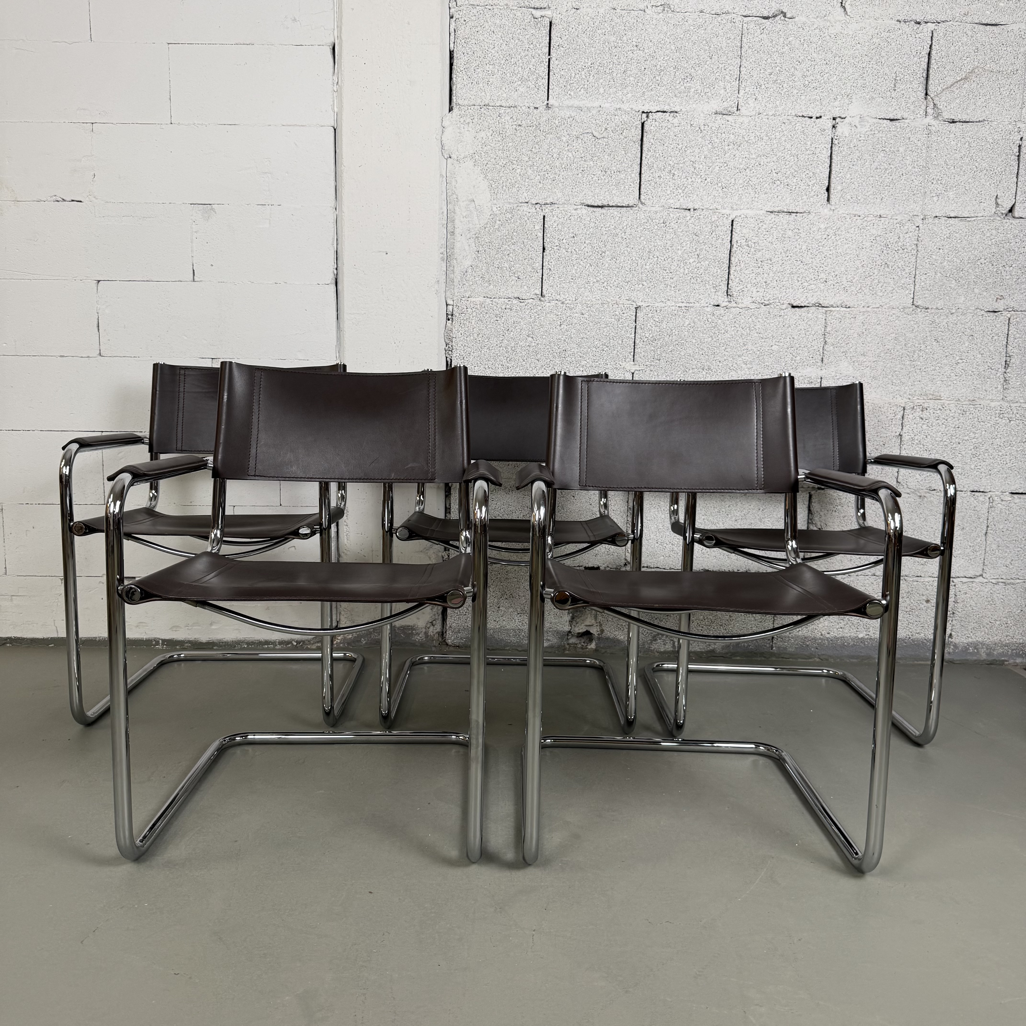 Mart Stam S33 Freischwinger Stuhl aus Leder